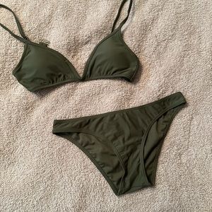 Moss green bikini with wired top, size Small